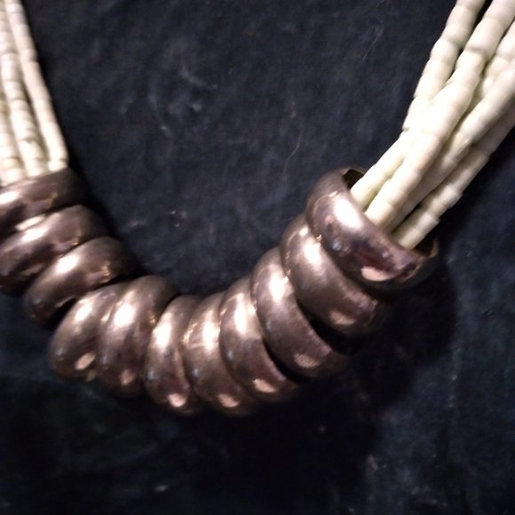 Vintage Native American Silver & Pukka shell Necklace